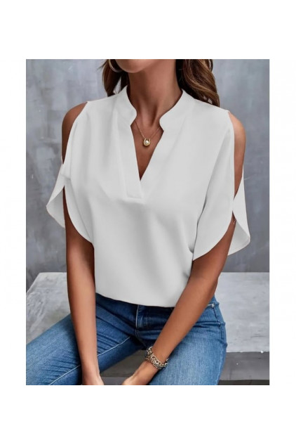 White V-Neck Blouse